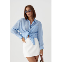 Прозора сорочка з декоративними ґудзиками на спині  блакитний колір