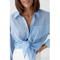 Прозора сорочка з декоративними ґудзиками на спині  блакитний колір