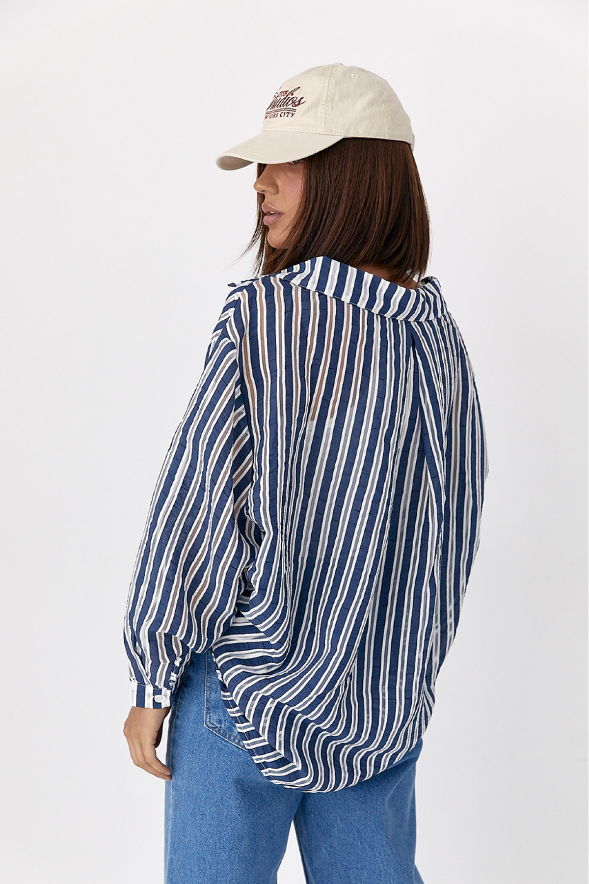 Класична сорочка у смужку  темносиній колір