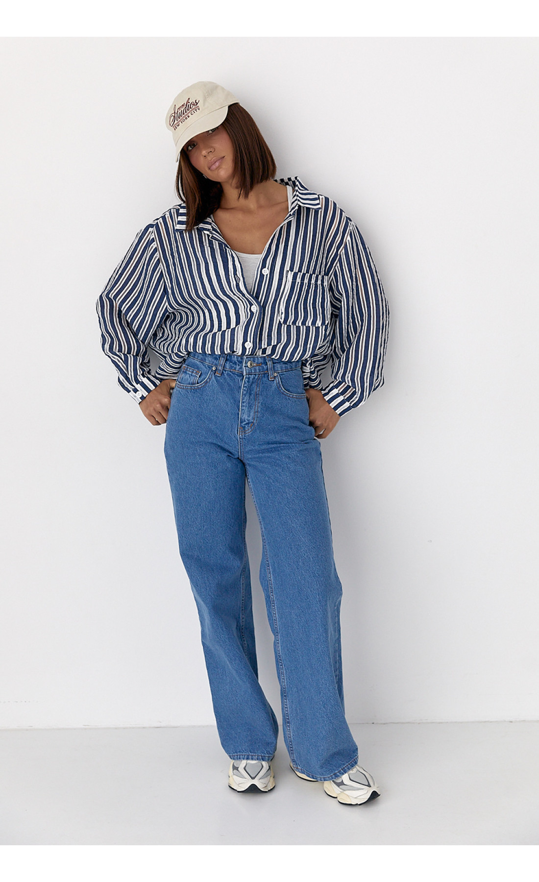 Класична сорочка у смужку  темносиній колір