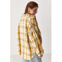 Фланелева сорочка в клітинку на ґудзиках  жовтий колір