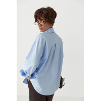 Класична сорочка з трояндами на ґудзиках  блакитний колір