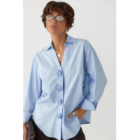 Класична сорочка з трояндами на ґудзиках  блакитний колір