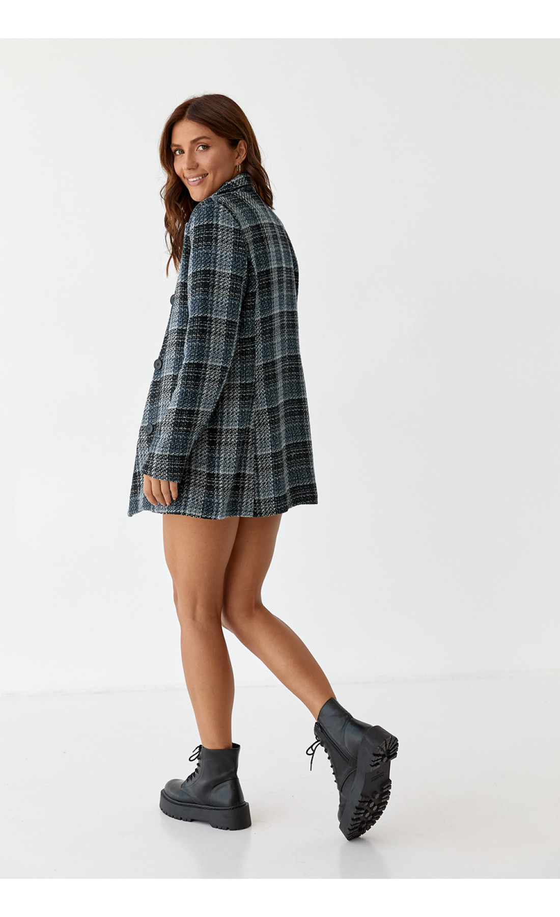 Жіночий костюм твідовий жакет і спідницяшорти SOBE  синій колір