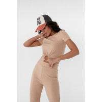 Трикотажний комплект з футболкою та широкими штанами Forstime  світлокоричневий колір