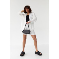 Жіночий костюм бавовняний з сорочкою та шортами  молочний колір