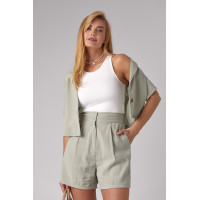 Літній жіночий костюм з жакетом та шортами  м'ятний колір