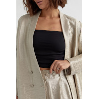 Жіночий костюм з подовженим піджаком та шортами  бежевий колір