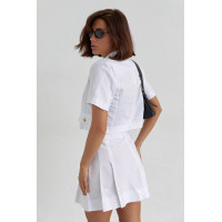 Костюм зі спідницею плісе і коротким жакетом  білий колір