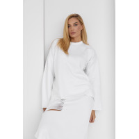 Жіночий спідничний костюм з оригінальним декором  молочний колір