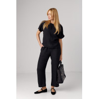 Літній костюм з брюками та футболкою  чорний колір