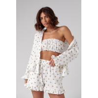 Літній костюмтрійка прикрашений сердечками  кавовий колір