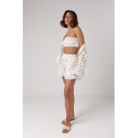 Літній костюмтрійка прикрашений сердечками  кавовий колір