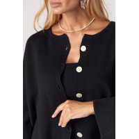 В'язаний костюмтрійка з кардиганом спідницею та топом  чорний колір