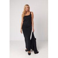 В'язаний костюмтрійка з кардиганом спідницею та топом  чорний колір