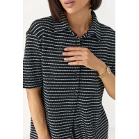 В'язаний костюм у смужку  із сорочкою та шортами  чорний колір