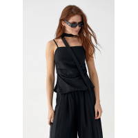 Костюм з асиметричним топом і штанамипалаццо  чорний колір