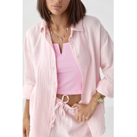 Мусліновий костюм із сорочкою і шортами  рожевий колір