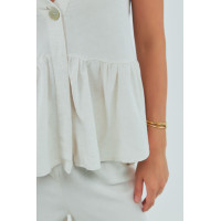 Класичний костюм із жилеткою з оборками та штанами  бежевий колір