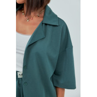 Трикотажний костюм із шортами та сорочкою  зелений колір