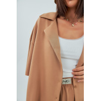 Трикотажний костюм із шортами та сорочкою  коричневий колір