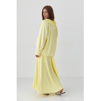 Костюм з рюшами зі спідниці та блузи  лимонний колір