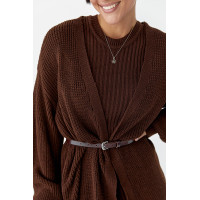 В'язаний костюм із сукнею та кардиганом  темнокоричневий колір