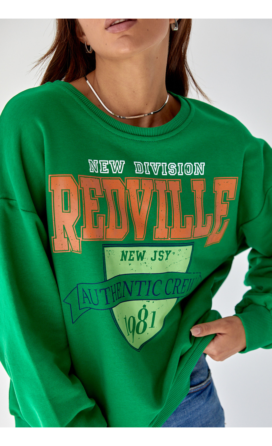 Жіночий трикотажний світшот з яскравим принтом  зелений колір