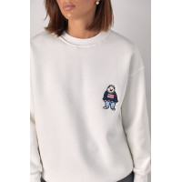 Теплий трикотажний світшот із вишитою пандою  молочний колір