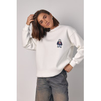 Теплий трикотажний світшот із вишитою пандою  молочний колір