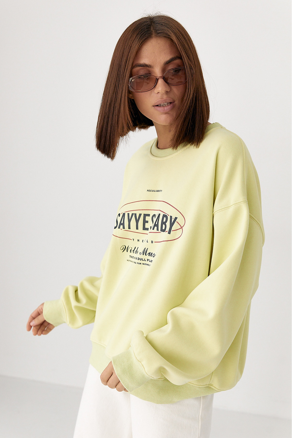 Теплий спортивний світшот із начісом  лимонний колір