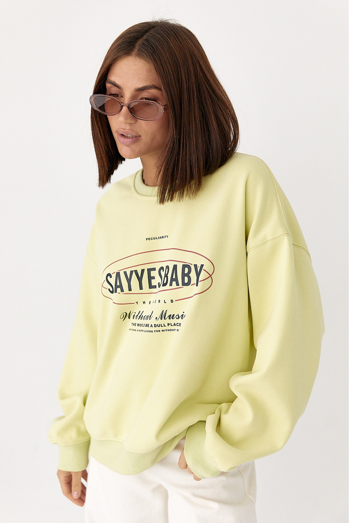 Теплий спортивний світшот із начісом  лимонний колір