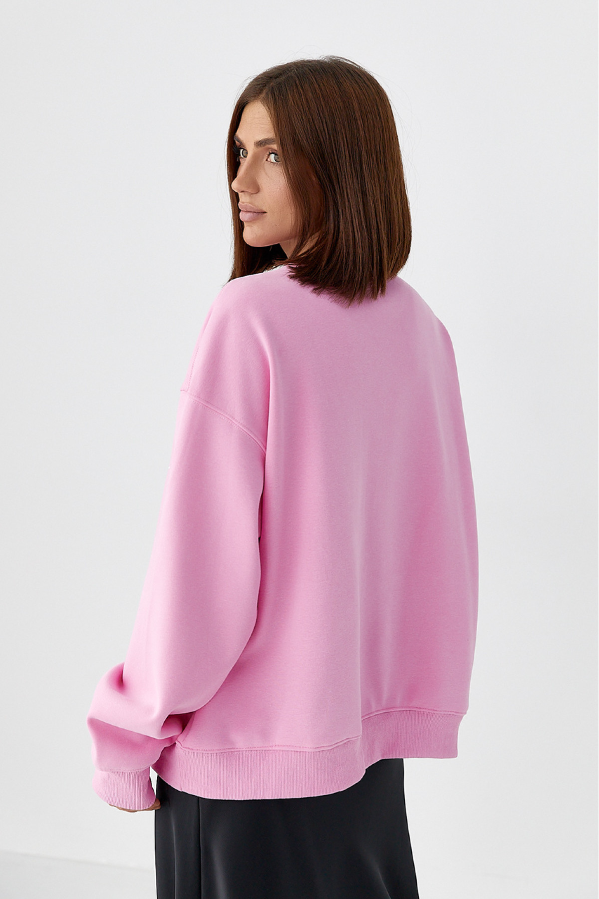 Теплий спортивний світшот із начісом  рожевий колір