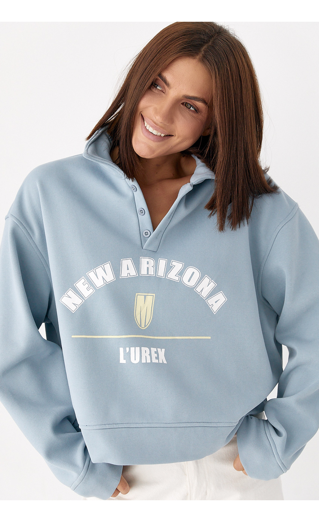 Утеплений світшотполо з ґудзиками  блакитний колір