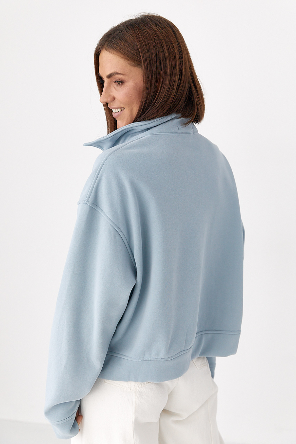 Утеплений світшотполо з ґудзиками  блакитний колір