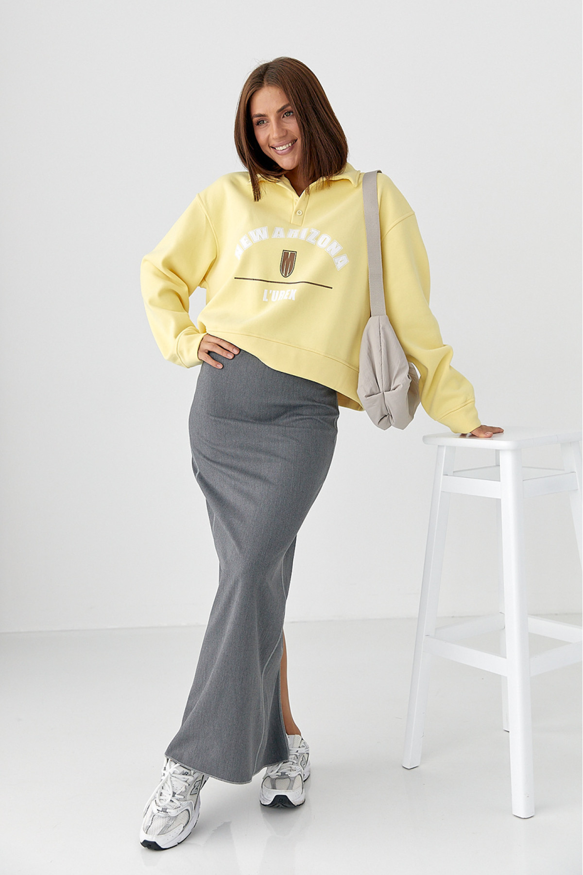 Утеплений світшотполо з ґудзиками  жовтий колір