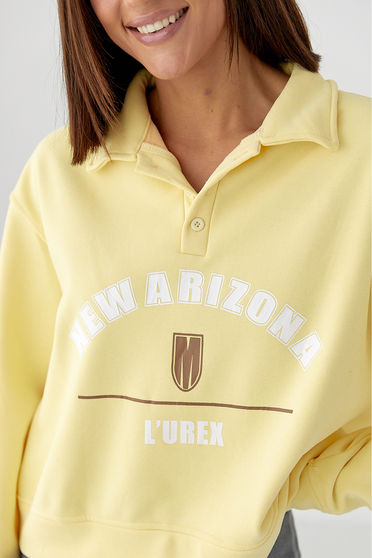 Утеплений світшотполо з ґудзиками  жовтий колір