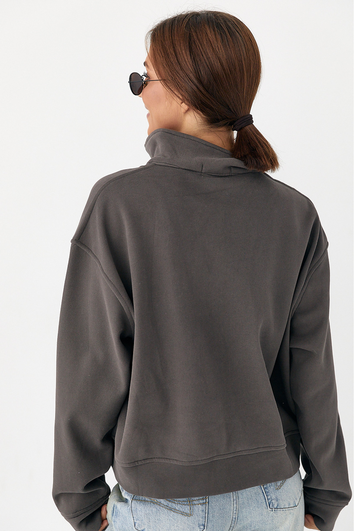 Утеплений світшотполо з ґудзиками  кавовий колір