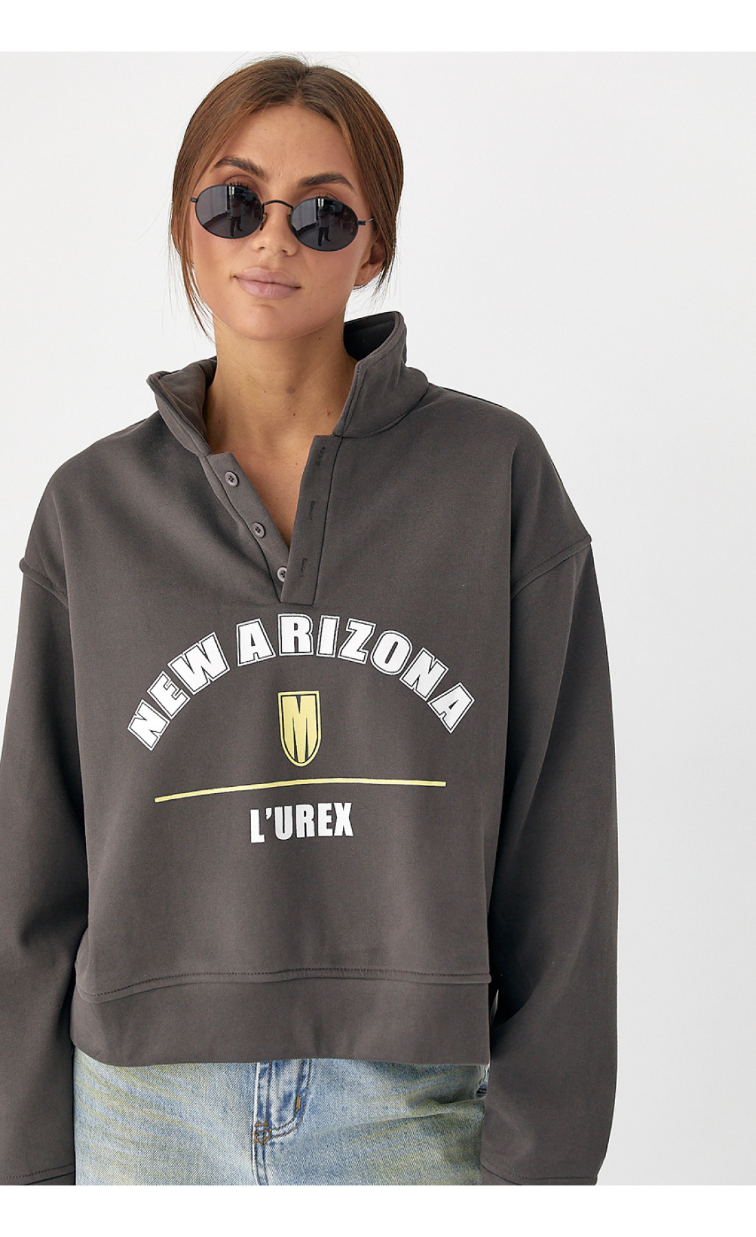 Утеплений світшотполо з ґудзиками  кавовий колір