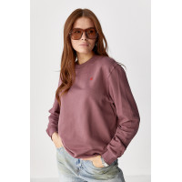 Однотонний світшот із сердечком  бордо колір