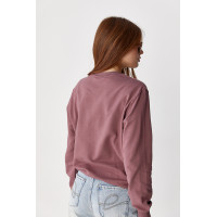 Однотонний світшот із сердечком  бордо колір