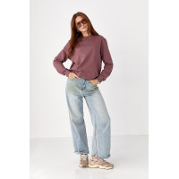 Однотонний світшот із сердечком  бордо колір