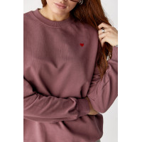 Однотонний світшот із сердечком  бордо колір