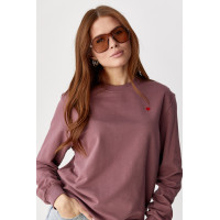 Однотонний світшот із сердечком  бордо колір