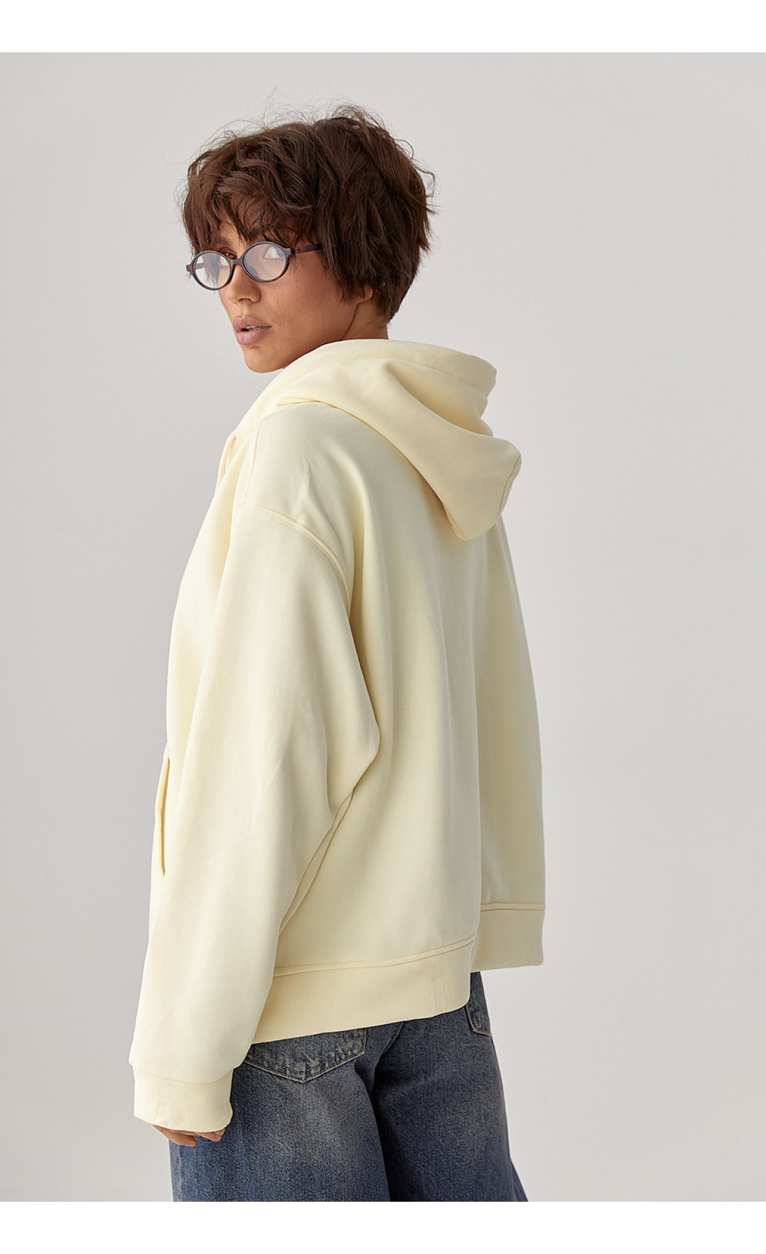 Тепле жіноче худі з начісом  лимонний колір