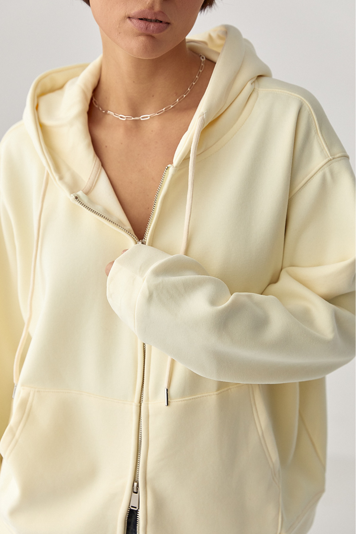 Тепле жіноче худі з начісом  лимонний колір