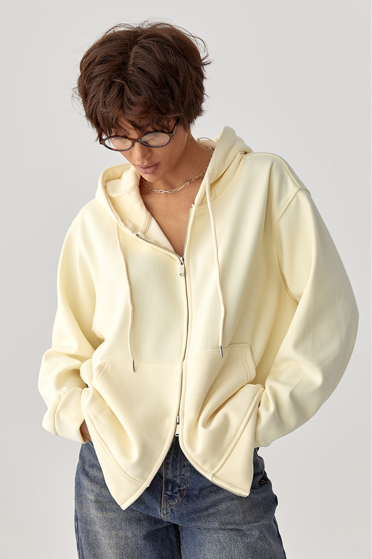 Тепле жіноче худі з начісом  лимонний колір