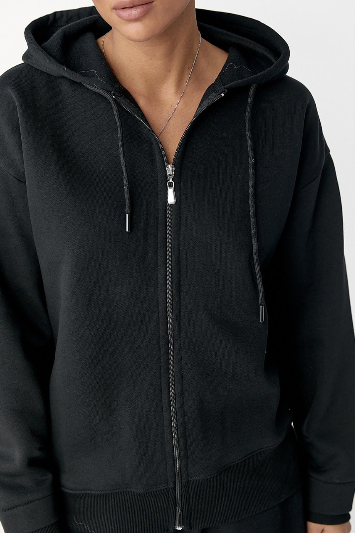 Утеплене худі на блискавці  чорний колір