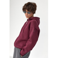Утеплене худі на блискавці  бордо колір