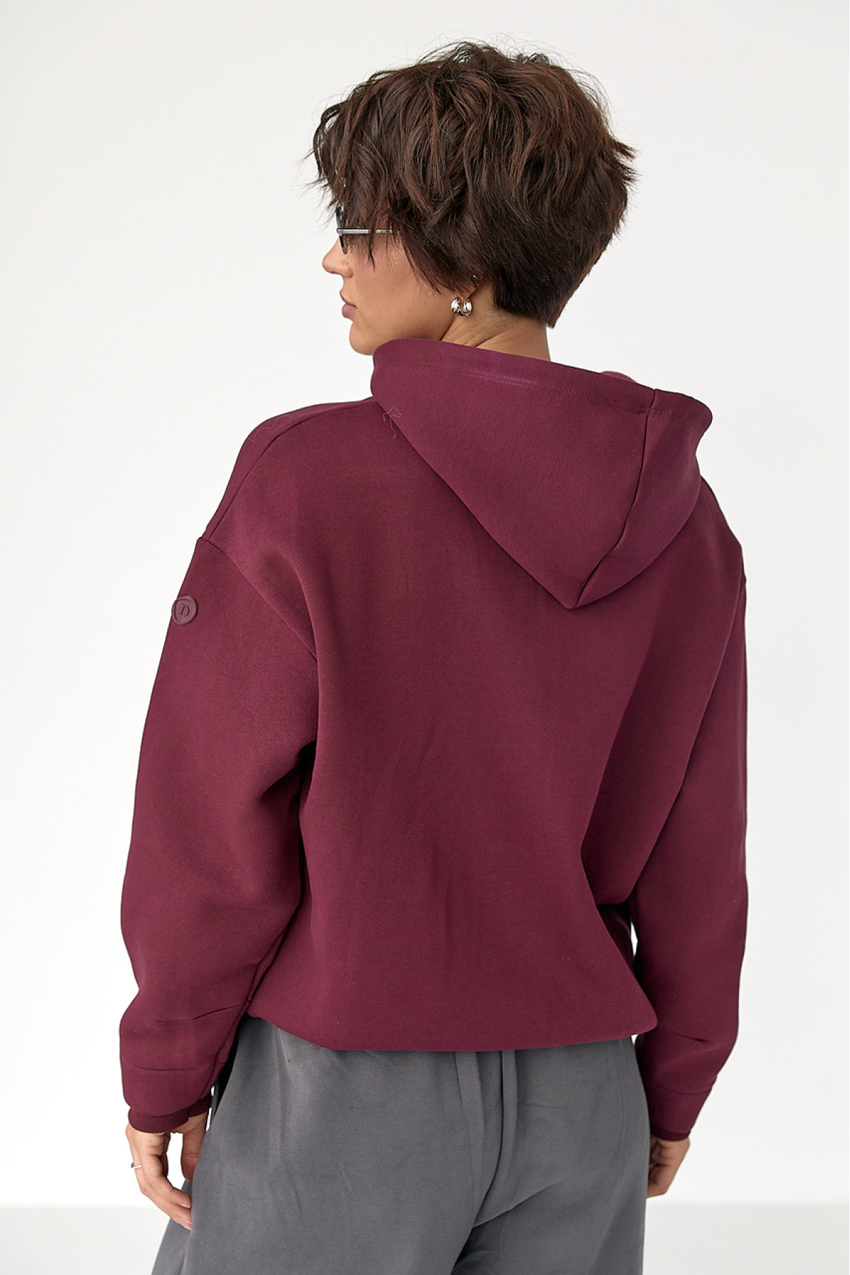 Утеплене худі на блискавці  бордо колір